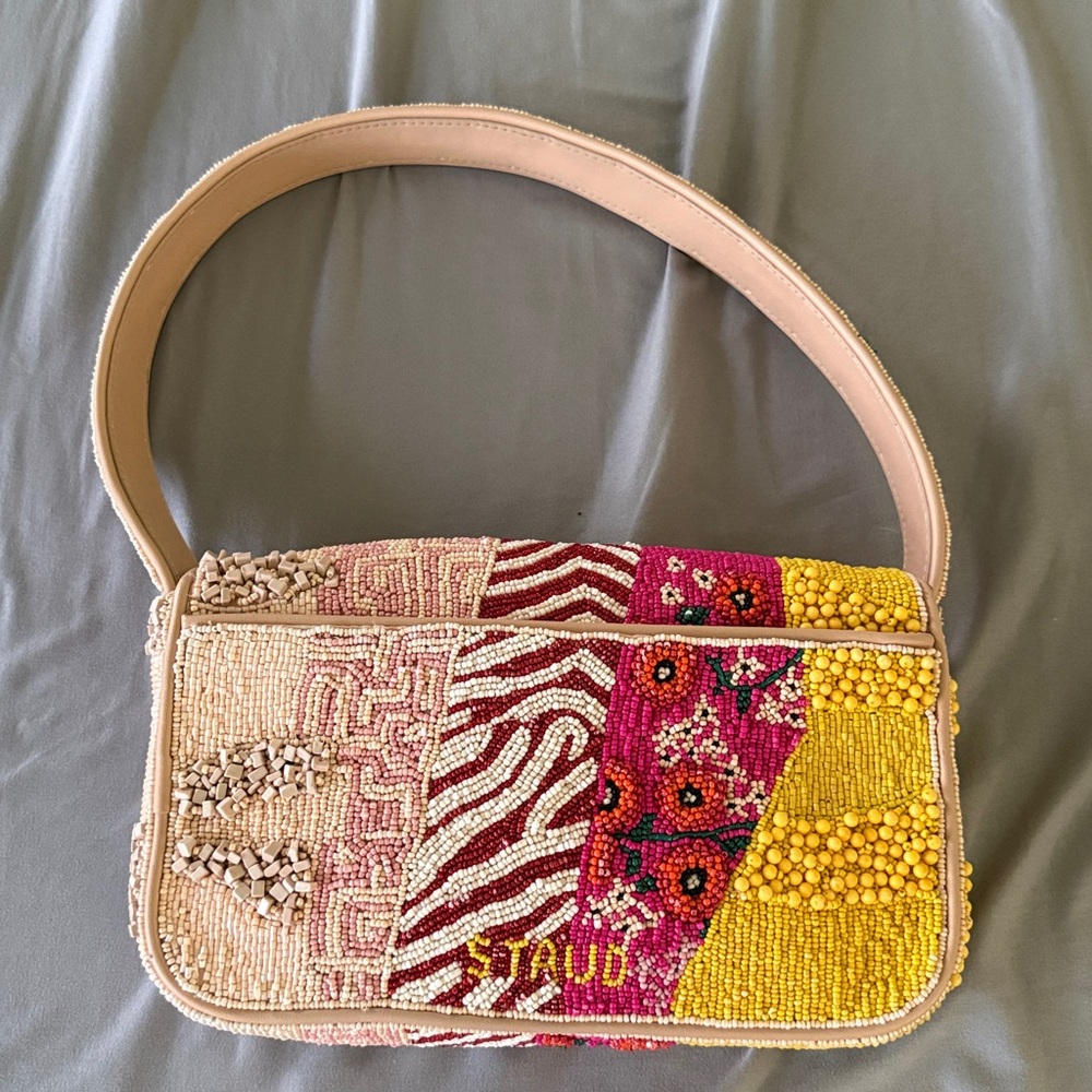 STAUD Tommy Beaded Bag, Pink Patchwork - Picture 5 of 8